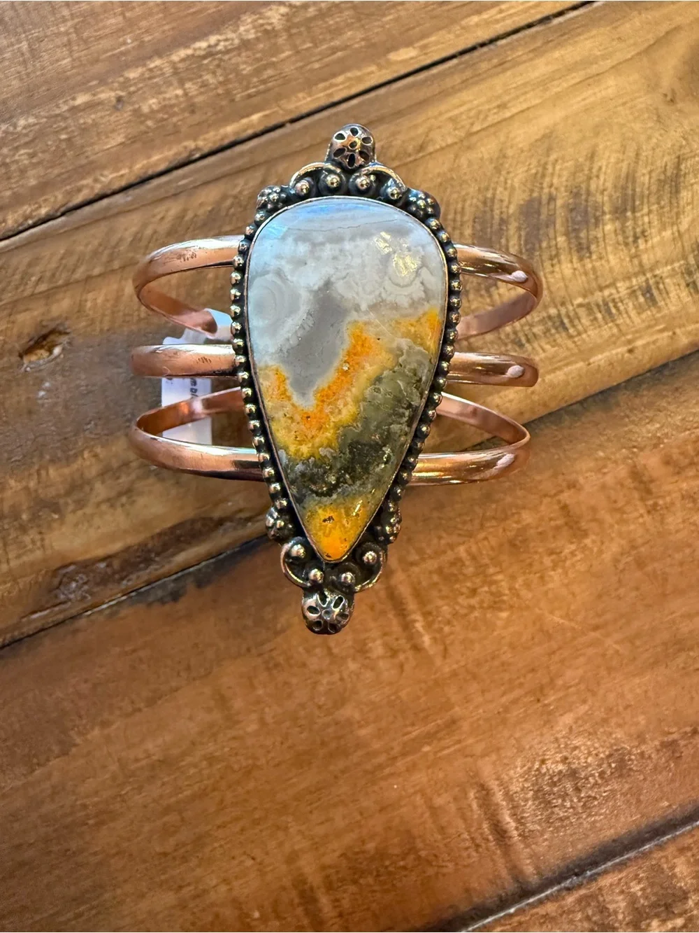 Bumblebee Jasper Copper Cuff Bracelet
